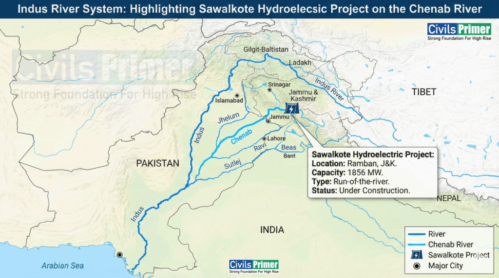 Chenab river basin sawalkote dam location on Chenab River - UPSC Notes