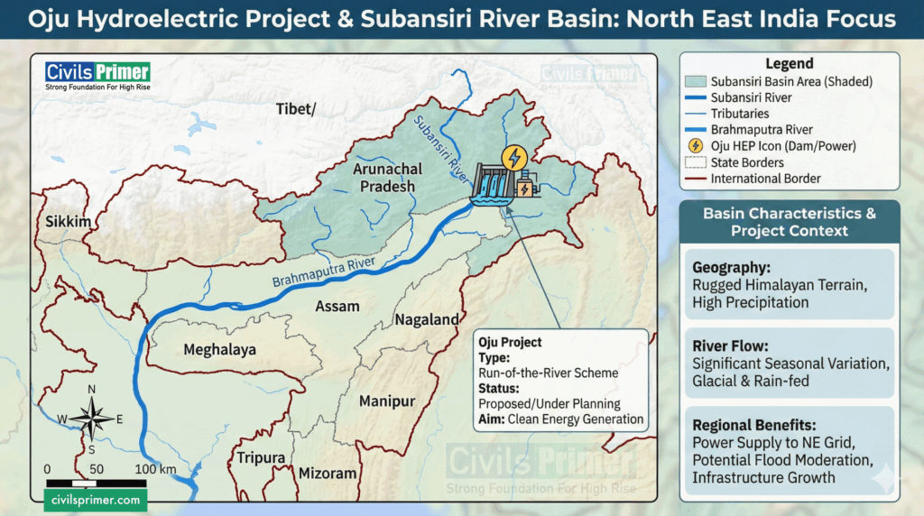 Oju Hydroelectric Project and Subansiri River Basin UPSC prelims