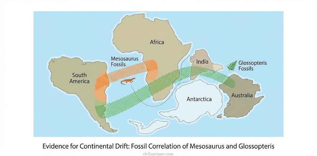Evidence of Continental Drift theory UPSC physical geography basics
