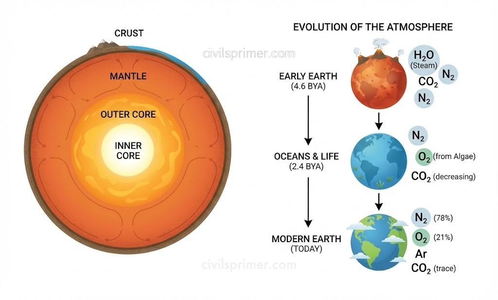 Evolution of Earth Lithosphere and Atmosphere UPSC Physical Geography Basics