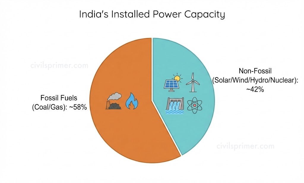 India Installed Power Capacity UPSC Economy Infrastructure Basics
