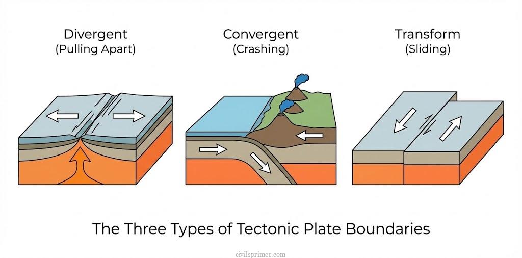 types of plate tectonic boundaries upsc physical geography basics